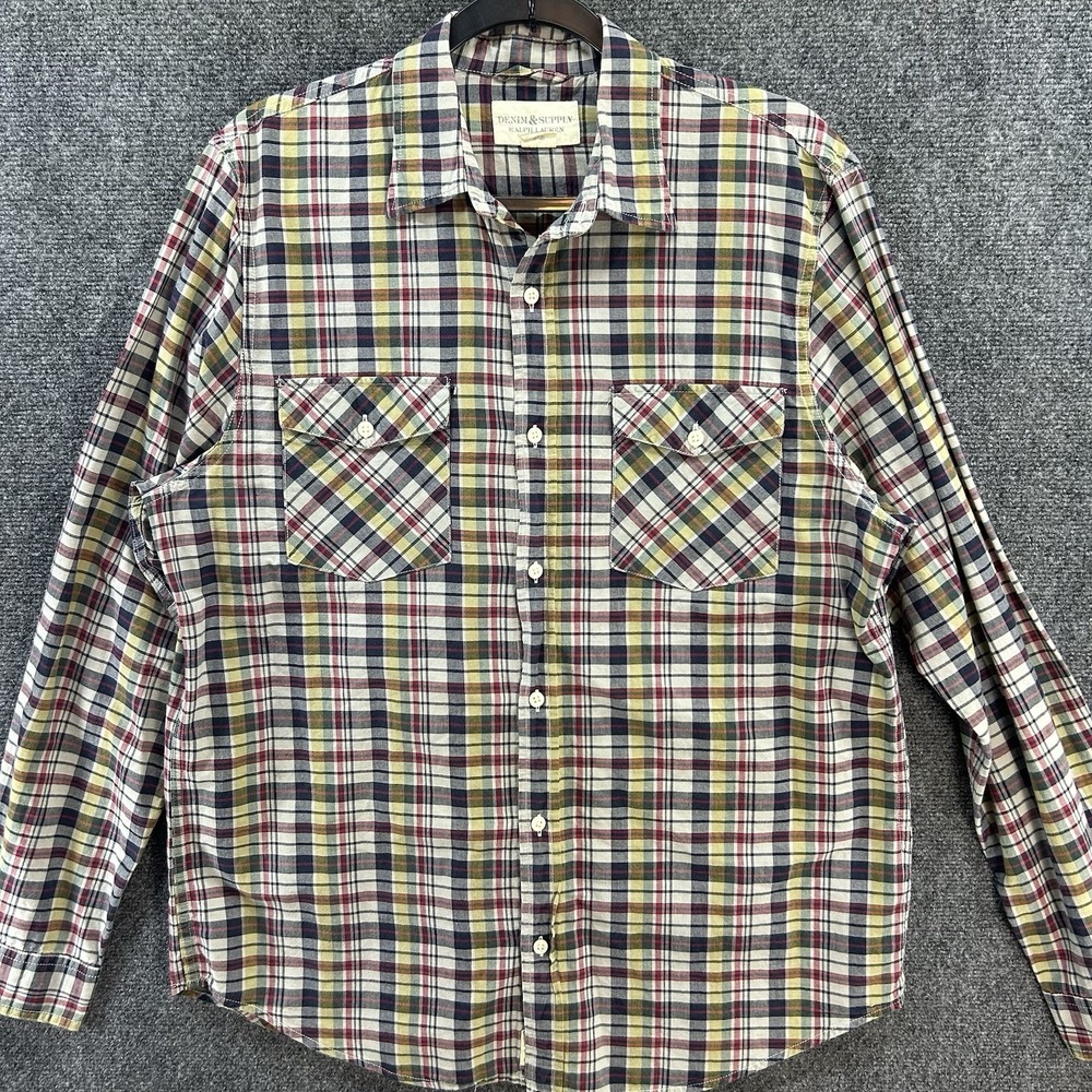 Denim & Supply Ralph Lauren Shirt Mens XL Multicolor Long Sleeve Plaid Button-Up